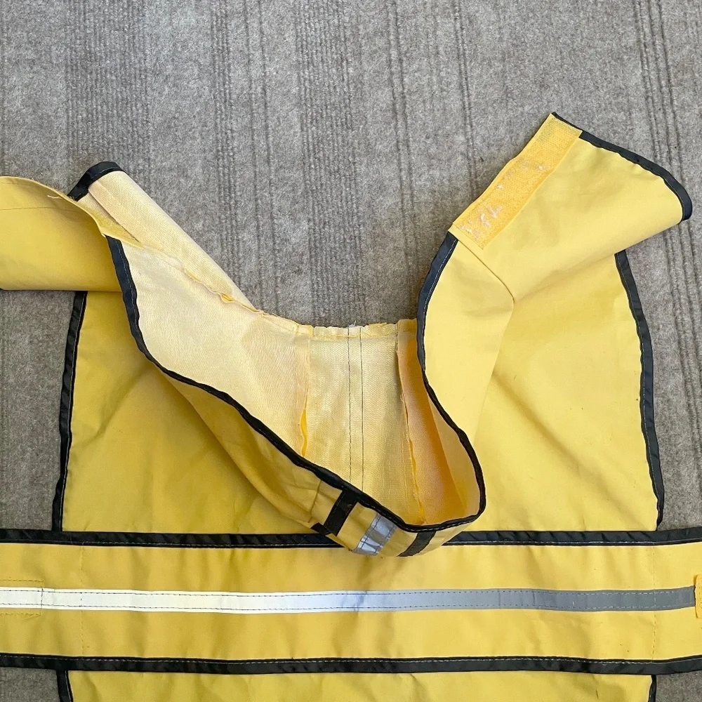 Yellow & Black Raincoat With Reflective for Dogs In Size Medium - Picture 4 of 9